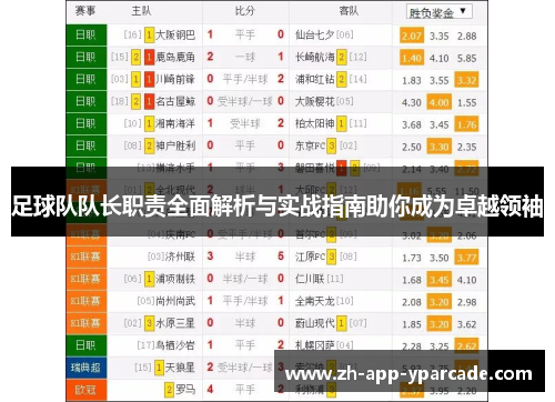 足球队队长职责全面解析与实战指南助你成为卓越领袖